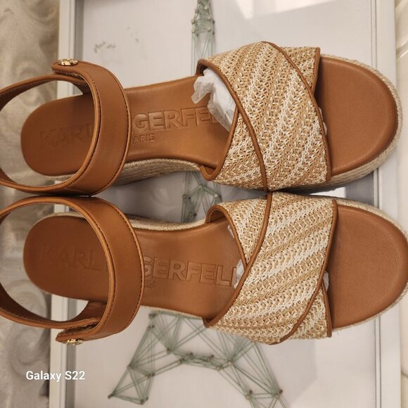 Karl Lagerfeld "Celest Raffia" Espadrille Wedge Sandals. NIB. Size 11 - Picture 4 of 11